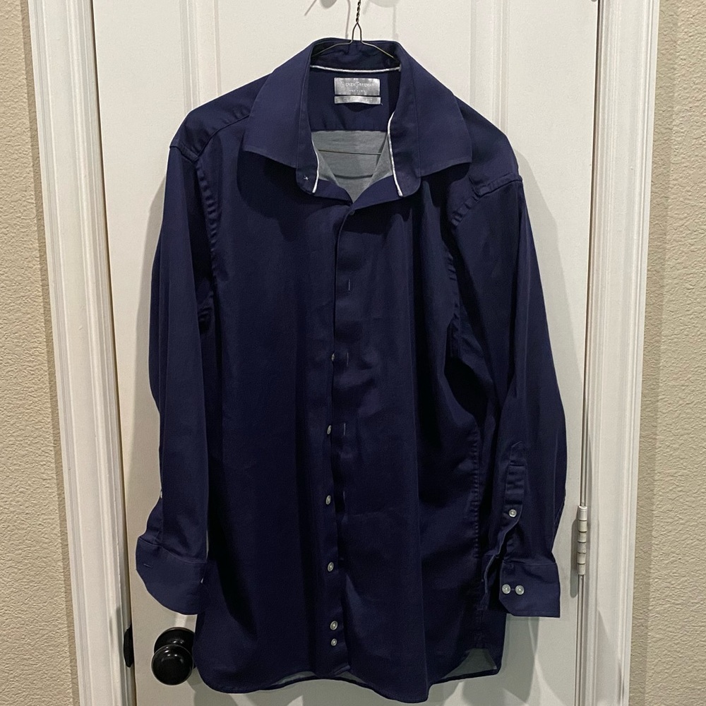 Hickey Freeman NY Blue mens button down dress shirt 16-16.5 32/33